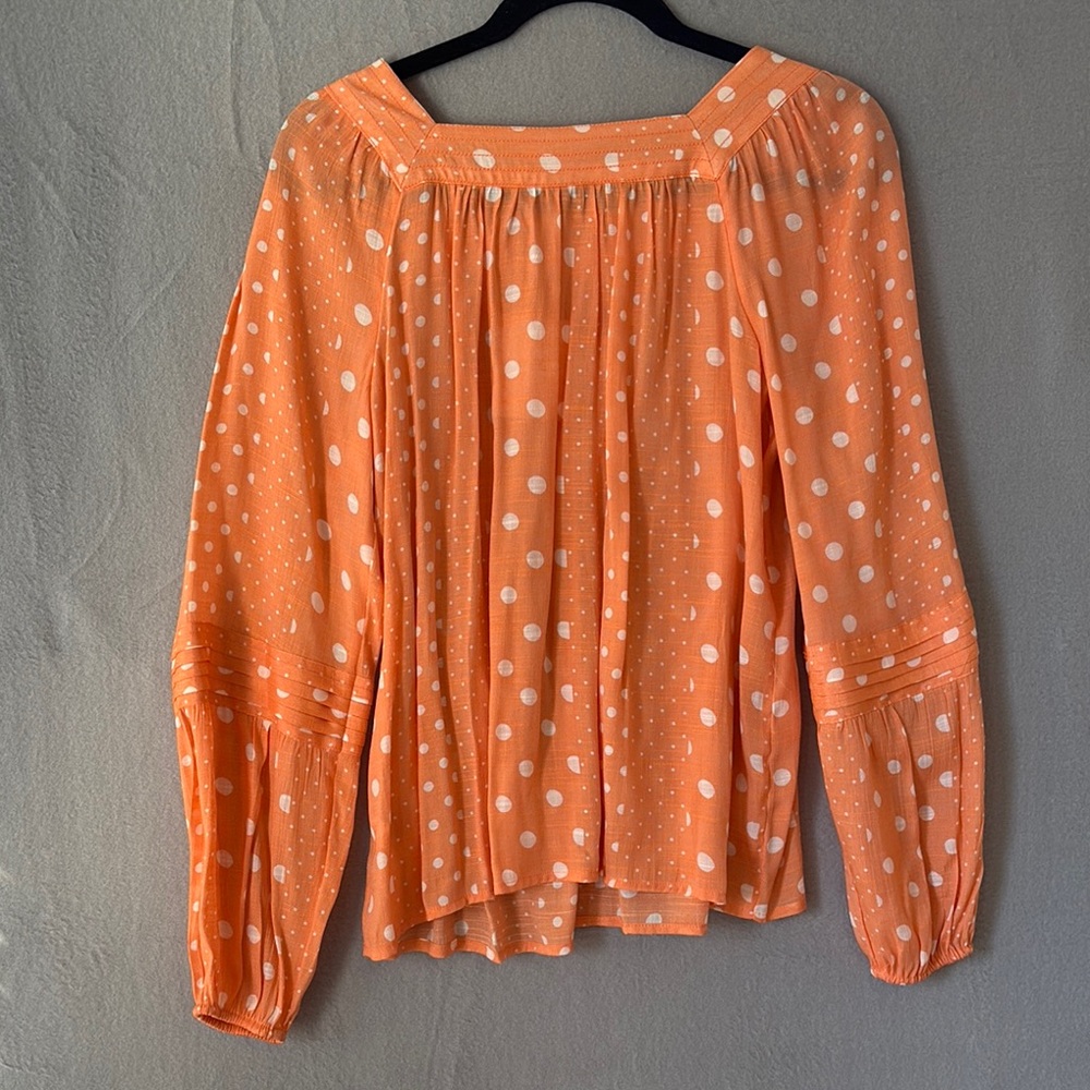 NWT Lauren Conrad Orange Polka Dot Women's Top Size Small